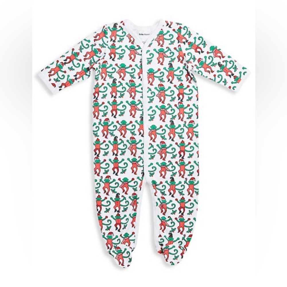 Roller Rabbit Infant Monkey Mas Christmas footie pajamas